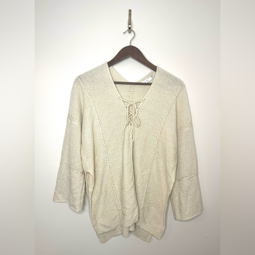 LUSH Long Sleeve Side Slit‎ Knit Front Tie Lightweight Sweater | Small